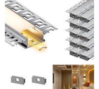 KOSOOM Lot de 10 profilés LED de 2 m, convient pour les bandes LED de moins de 20,2 mm - Dimensions du profilé en aluminium : 28 x 13,8 mm - Largeur du bord : 64,2 mm