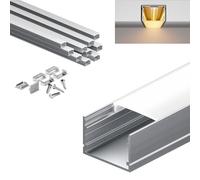 KOSOOM Lot de 10 profilés LED encastrés de 2 m, en aluminium, dimensions : 30 x 20 mm, équipés d'un cache diffuseur en PC, convient pour les bandes LED de moins de 25 mm