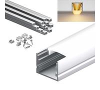 KOSOOM Lot de 12 profilés LED de 2 m, compatibles avec les bandes LED de moins de 15,3 mm - Dimensions totales : 2000 mm x 20 mm x 15 mm