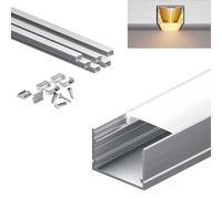 KOSOOM Lot de 6 profilés LED encastrés - 2 m - Dimensions : 30 x 20 mm - Équipé d'un cache diffuseur en polycarbonate - Convient pour les bandes de moins de 25 mm