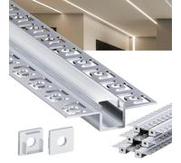 KOSOOM Lot de 6 profilés LED encastrés de 2 m avec cache opaque - Dimensions : 15,4 x 14,9 mm - Convient pour les bandes LED jusqu'à 12,6 mm