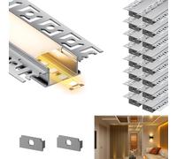 KOSOOM Profil LED, 16 x 2 mètres, pour Bandes LED, Profil encastré avec Couvercle Mat Anti-poussière, Largeur maximale de la Bande LED 20 mm, Dimensions 28 × 13,8 mm.