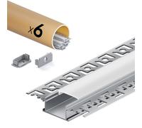 KOSOOM profilé alu pour bandes LED 2m x 6 pièces, couvercle opaque, taille du profil 28 x 13,8mm (largeur lacet 64,2mm), convient pour taille de bande maximale 20,2 mm