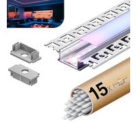 KOSOOM Profile Alu pour Ruban LED 2 m x 15 pièces 30 m, Avec couvercle mat Profilé LED Encastrable Dimensions 28 mm x 13,8 mm Supporte les Bandes d'une Largeur inférieure ou égale à 20,2 mm