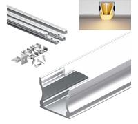 KOSOOM profilé alu pour ruban led 6 pièces x 2m Profil aluminium dimension 17,2 × 14,4mm Peut être installé sans encoche Convient aux rubans LED de moins de 12 mm