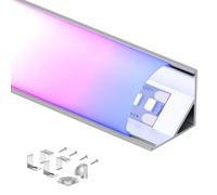 KOSOOM Profilé d'angle LED, 5 profilés en aluminium V de 2 m (10 m), équipé d'un couvercle opaque, dimensions 15,8 x 15,8 mm, convient pour les bandes LED de moins de 10 mm