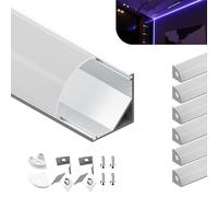 KOSOOM Profilé en aluminium LED à angle de 90° pour bandes LED, 1 m x 6 pièces 6 m, taille 15,8 mm x 15,8 mm, pour des bandes LED d'une largeur inférieure à 10 mm, avec accessoires de montage