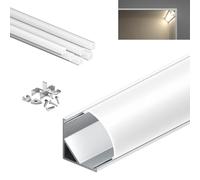 KOSOOM Profilé en aluminium pour bande LED 1m, 6 pièces avec diffuseur LED, largeur maximale de bande 10 mm - Dimensions du profilé 2m 15,8 x 15,8 mm