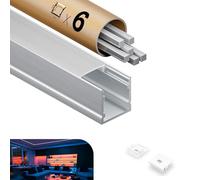 KOSOOM Profilé en aluminium pour bandes LED - 6 x 2 m - Profilé en aluminium - Forme en U - 12 m - Dimensions du canal LED : 20 x 20 mm - Pour bandes LED d'une largeur inférieure à 15 mm - Avec cache