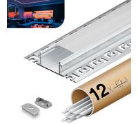 KOSOOM Profilé LED 2 m x 12 pièces 24 m couverture mate, dimensions 24,4 mm x 13,8 mm, ailettes de 61,8 mm, supporte les bandes LED d'une largeur inférieure ou égale à 20 mm
