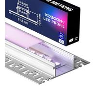 KOSOOM Profilé LED 2 m x 24 pièces 48 m couverture mate, dimensions 24,4 mm x 13,8 mm, ailettes de 61,8 mm, supporte les bandes LED d'une largeur inférieure ou égale à 20 mm