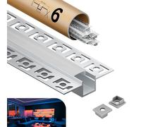 KOSOOM Profilé LED 2 m x 6 pièces 12 m, couverture mate, dimensions 15,4 mm x 14,9 mm, ailettes de 55,5 mm, supporte les bandes LED d'une largeur inférieure ou égale à 12,9 mm