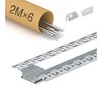 KOSOOM Profilé LED 6 pièces de 2 m profil encastré en aluminium pour bandes LED, avec couvercle mat et accessoires de montage largeur maximale de la bande 20 mm dimensions 28 x 13,8 mm