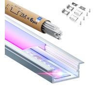 KOSOOM Profilé LED adapté aux bandes LED, 2 m x 5 pièces de 10 m, taille 19,7 mm x 10 mm, ailes de 26,7 mm, pour bandes d'une largeur inférieure à 15,5 mm, avec accessoires de montage