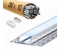 KOSOOM Profilé LED Encastrable Carrelage et Placo 2m × 5 Pièces - 61,8×13,8 mm Aluminium - Profile Alu pour Ruban ≤20 mm avec Diffuseur, Profilé Aluminium Rail Cache Baguette Goulotte LED