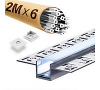 KOSOOM Profilé LED Encastrable Placo 2m × 6 Pièces (2000×55,5×14,9 mm) - Profile Alu pour Ruban ≤12 mm avec Diffuseur Opalin, Profilé Aluminium Rail Cache Baguette Goulotte LED Plafond Mur