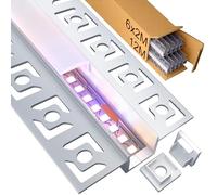 KOSOOM Profilé LED Encastrable Placo 2m × 6 Pièces (2000×55,5×14,9 mm) - Profilé Alu pour Ruban LED ≤12 mm avec Diffuseur Opalin, Idéal Mur/Plafond