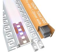 KOSOOM Profilé LED Encastrable Placo et Carrelage 2m × 12 Pièces (2000×61,8×13,8 mm) - Profilé Aluminium pour Ruban LED ≤ 20 mm avec Diffuseur Opalin, Idéal Mur, Plafond et Sol