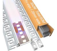 KOSOOM Profilé LED Encastrable Placo et Carrelage 2m × 30 Pièces (2000×61,8×13,8 mm) - Profilé Aluminium pour Ruban LED ≤ 20 mm avec Diffuseur Opalin, Idéal Mur, Plafond et Sol