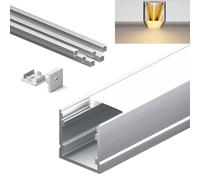 KOSOOM Profilé LED pour bandes LED, 6 pièces de 2 mètres, installation encastrée avec couvercle mat et diffuseur. LL33 Largeur maximale 15,4 mm, dimensions 20 x 20 mm.