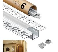 KOSOOM Profilé LED pour Bandes LED 6 x 2 mètres 12 m, couverture mate, Dimensions 15,4 mm(ailettes 55,5 mm) x 14,9 mm, Supporte les Bandes d'une largeur inférieure ou égale à 12,6 mm
