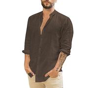 kosopse Chemise en daim pour homme - Chemise longue à manches boutonnées - Chemise décontractée à manches longues pour homme