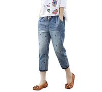 kosopse Leggings Maternité Confortable littéraire élastique Taille Haute Coupe Pantalon Jean Pantalon Noir Droit (Blue, L)