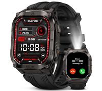 KOSPET Tank M4C Montre Connectée Homme, GPS, Lampe Torche LED et Talkie-Walkie, Corps Entièrement Métallique, 5 ATM & IP69K, Écran AMOLED de 1,96'', Moniteur Sommeil/fréquence Cardiaque/SpO2 (Noir)