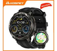 KOSPET Tank T4 montre intelligente robuste pour hommes de qualité militaire entièrement en acier inoxydable GPS 100M étanche 45M moniteur de santé d'apnée Silver