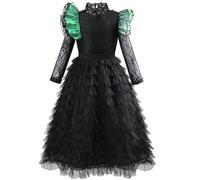 Kosplay Fille Elphaba Cosplay Costume avec Cape Déguisement de Wicked Costume de Sorcière Elphaba Robe Gothique Noire Noël Halloween Carnaval Fête Performance Vêtements Enfant 100-150