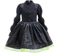 Kosplay Fille Elphaba Cosplay Costume Déguisement de Wicked Costume de Sorcière Elphaba Robe Gothique Noire Noël Halloween Carnaval Fête Performance Vêtements Enfant 100-150