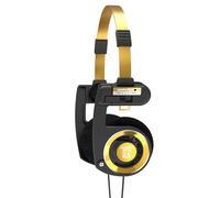 Koss Porta Pro Limited Edition Casque Supra-auriculaire, Microphone intégré, contrôle du Volume et télécommande Tactile, étui de Transport Rigide, Filaire avec Prise 3,5 mm, Noir et doré