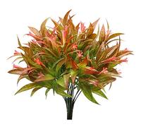 KostaTech 4 pièces Plante Artificielle Gloire du Matin, 30 cm Feuilles artificielles Bouquet décoration de Printemps pour Ornements de Table intérieur extérieur Jardin Bureau à Domicile (Rouge)