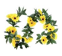 KostaTech KSTEU Guirlande de Tournesol 2 pièces,Lierre Tournesol Piante artificiali Suspendues pour Mariage Fête Jardin Décoration 2.25M