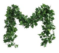 KostaTech KSTEU Lierre Artificiel 5 pièces,Vigne de Fausses Plantes Guirlande de Lierre Suspendue pour La Décoration de Mur de Bureau de Jardin de Fête de Mariage Extérieure Intérieure(Vert)