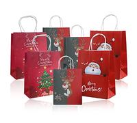 KostaTech Sacs de cadeaux de Noël,Sac en Papier de Noel avec Poignée,Sac en Papier Kraft pour Emballages de cadeaux(9 Pièces, 2 Tailles)