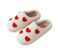 KOSTEN Chaussons en Coton Femmes Pantoufles Maison Chaudes Mignon Automne Hiver Bow Chaud Épais Chaussures Plates-Le Petit Cœur-40 À 41