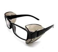 KOSTOO Lot de 2 paires de boucliers latéraux pour lunettes de sécurité - Gris transparent - Pour protection des yeux - Convient aux lunettes de taille moyenne à grande (gris foncé)