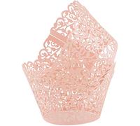 KOSTOO Lot de 50 caissettes à cupcakes en dentelle découpées au laser pour décoration de mariage/fête d'anniversaire (rose)