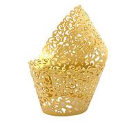 KOSTOO Lot de 50 caissettes à cupcakes en dentelle découpées au laser pour décoration de mariage/fête d'anniversaire (doré)