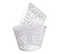KOSTOO Lot de 50 caissettes à cupcakes en dentelle découpées au laser pour décoration de mariage/fête d'anniversaire (blanc)