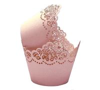 KOSTOO Lot de 50 caissettes à cupcakes en papier découpé au laser pour décoration de fête de mariage, d'anniversaire (rose clair)