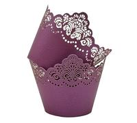 KOSTOO Lot de 50 caissettes à cupcakes en papier découpé au laser pour décoration de mariage, fête d'anniversaire (violet foncé)