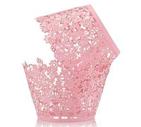 KOSTOO Lot de 50 caissettes en dentelle découpées au laser pour décoration de Noël/mariage/fête d'anniversaire (rose)