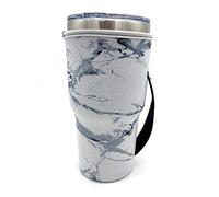 Kostoo Manchon de tasse à café glacé réutilisable en néoprène Isotherme Idéal pour les gobelets de 76,2 g à 83,5 g Marbre blanc.