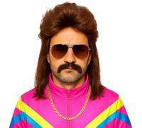 Kostümheld® Vokuhila Assi Perruque pour homme comme accessoire pour costume de Vokuhila pour costume rétro néon des années 80 et 90 Carnaval