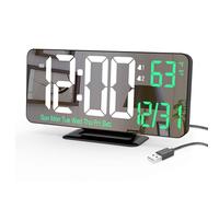 KOSUMOSU Horloge de Table numérique Noire de 6,7 Pouces avec Double Alarme, réveil numérique, intensité Variable, Date, Jour de la Semaine, température, 12h/24h, Horloge numérique LED pour décoration
