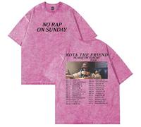 Kota The Friend No Rap On Sunday Tour 2025 Merch T-shirt unisexe à manches courtes et col rond en coton délavé, rose, 4XL