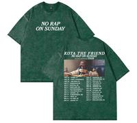 Kota The Friend No Rap On Sunday Tour 2025 Merch T-shirt unisexe à manches courtes et col rond en coton délavé, Vert, M