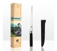 KOTAI | Couteau à Poisson | Filet de Sole | Lame Flexible de 20 cm | Idéale pour Fileter le Poisson | Aiguisé à la Main | Acier Inoxydable Japonais 440C Ultra-Tranchant | Manche en Pakkawood